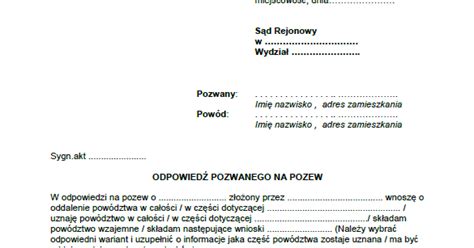 Odpowiedź Na Pozew Wzór Kodeks Pracy I Prawo Ogólnie