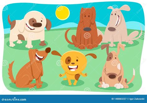 Grupo Divertido De Los Personajes De Dibujos Animados De Los Perros