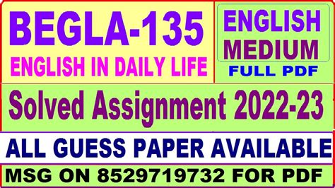 Begla 135 Solved Assignment 2022 23 Begla 135 Solved Assignment In