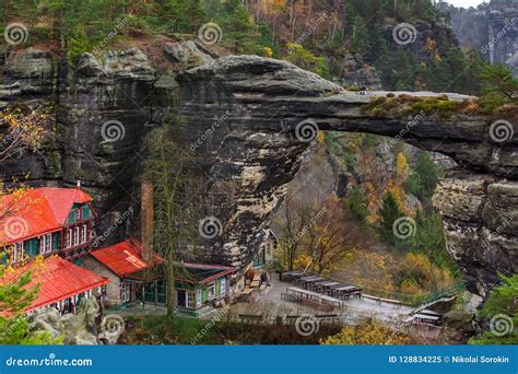 Pravcicka Brana Rock in Bohemian Switzerland - Czech Republic Stock ...