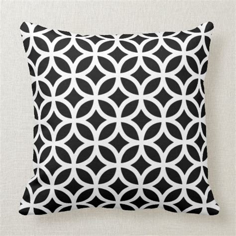 Decorative Black and White Geometric Pillow | Zazzle