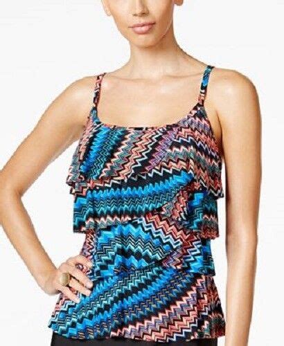 NWT Miraclesuit Swimsuit Bikini Tankini Top Sz 10 Zip Drive EBay