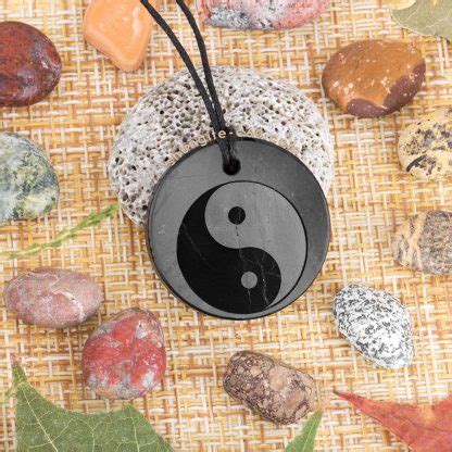 Shungite Pendant Yin Yang Made Of Natural Shungite Engraved Image