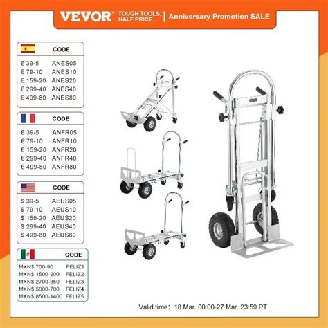 Vevor In Sackkarre Klappbar Kg Tragf Higkeit Transportkarre