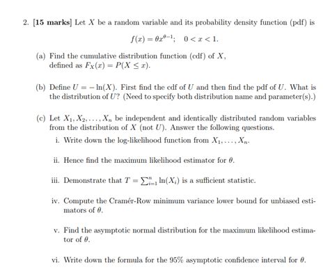 Solved Marks Let X Be A Random Variable And Its Chegg