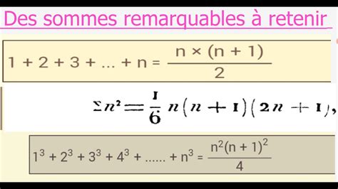 Sommes Remarquables La Somme Des N Premiers Entiers Consecutifs Bac