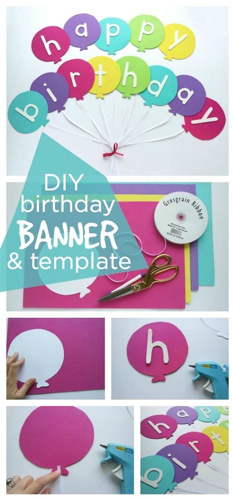 Diy Party Banner, Birthday Banner Template, Happy Birthday Balloon ...