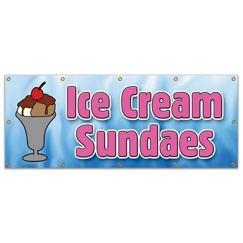 48x120 Ice Cream Sundaes Banner Sign Cones Float Banana Split Egg