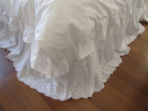 Lace Bed Skirt Bedskirt White Eyelet Lace Cotton Dust Ruffle Etsy