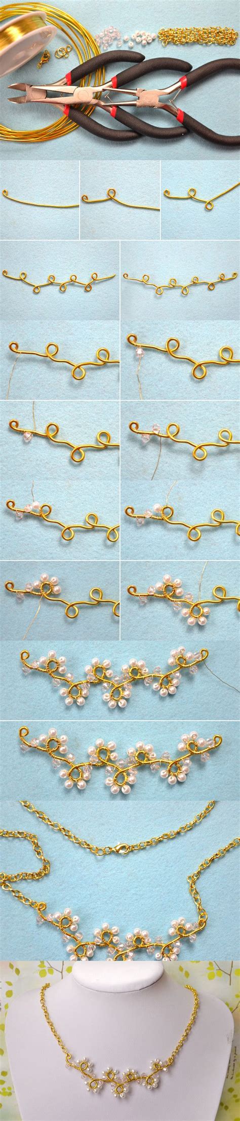 Spring Jewelry Design On How To Make A Wire Flower Vine Necklace With