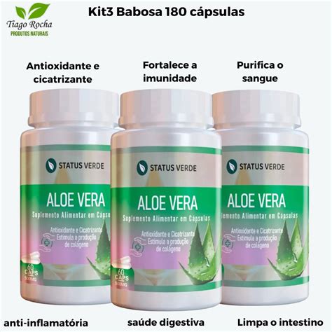 Kit3 Aloe Vera 180 cápsulas Babosa Produtos Naturais Tiago Rocha