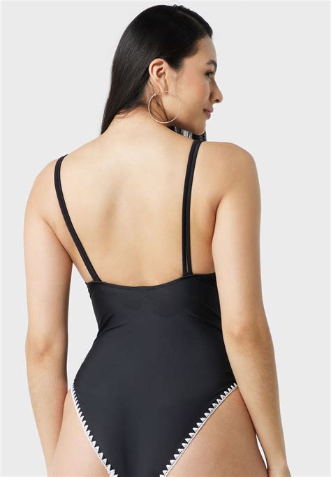 Buy Only Black Strappy High Leg Swimsuit For Women In Doha Other Cities