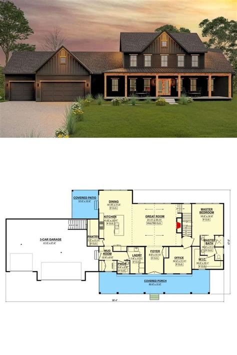 Modern Farmhouse Plans 2 442 Sq Ft 2 Story 3 Bedroom Modern