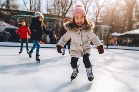 girl gracefully skating   ice rink perfect  winter