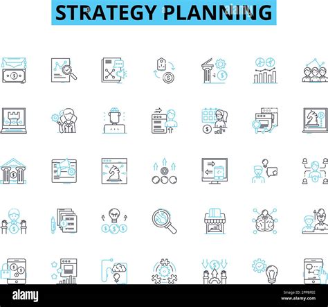 juego de iconos lineales de planificación de estrategias Alineación