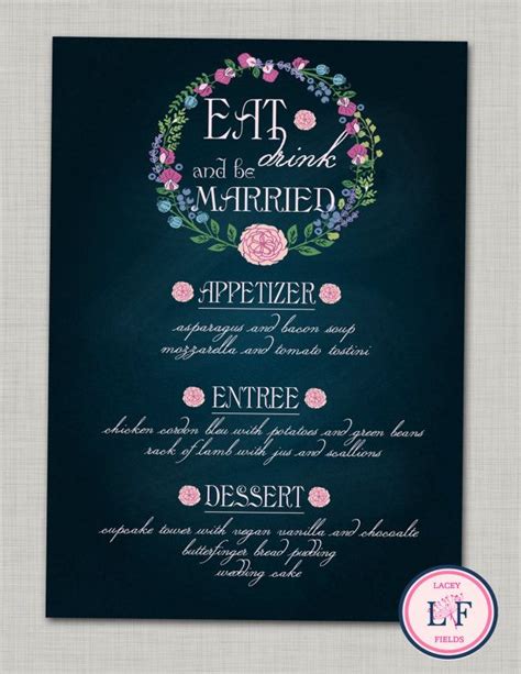 Chalkboard Wedding Menu Printable Chalkboard Menus By Laceyfields 11