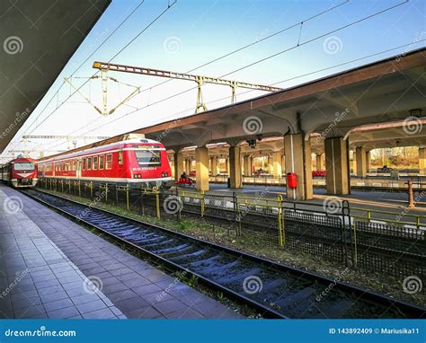 Stationed Passenger Trains at Ploiesti City South Railway Station Editorial Stock Image - Image ...