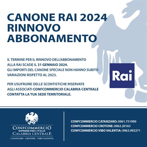 Informazioni Canone Speciale Rai Confcommercio Calabria Centrale