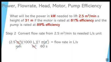 Video Power Flow Rate Head Motor And Pump Efficiencies Youtube