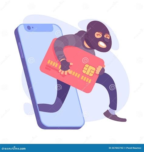Man Criminal in Mask Stealing Credit Card Data from Smartphone
