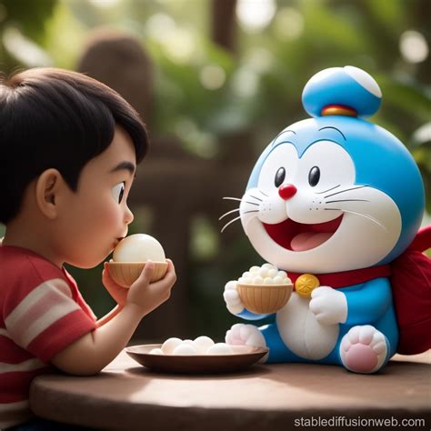 Doraemon and Shinchan's Snack Time | Stable Diffusion Online