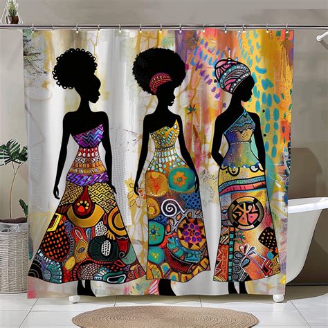 Africaninspired Shower Curtain With Vibrant And Colorful Design Beautiful Black Women In