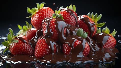 Premium AI Image | chocolate cake and strawberries