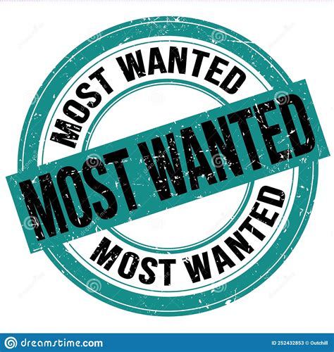 Most Wanted Text Written On Blue Black Round Stamp Sign Stock