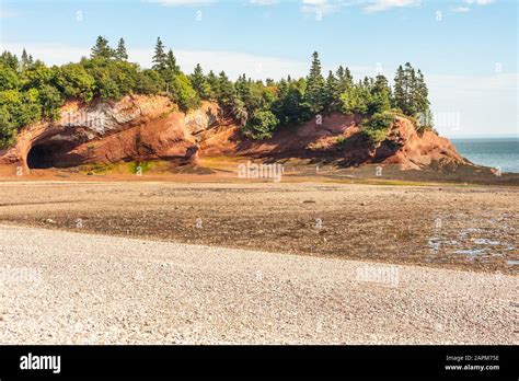 Famous Sandstone St Martins Sea Caves At Low Tide Bay Of Fundy Shore