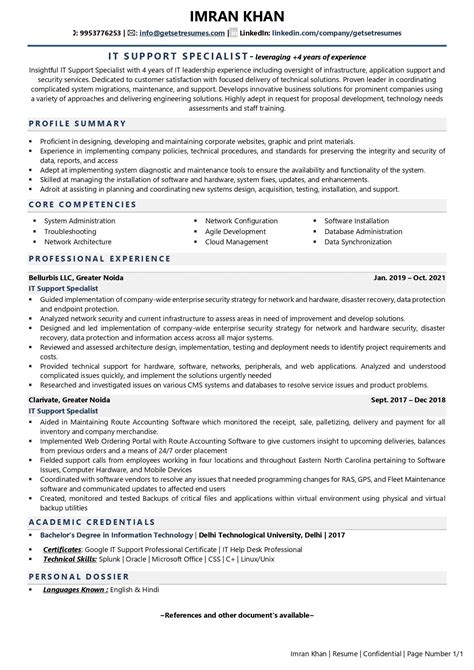 It Support Specialist Resume Examples Template With Job Winning Tips