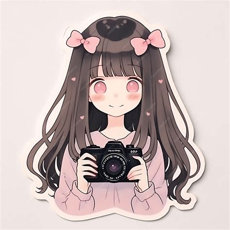 Premium AI Image | A Sticker of a Kid Using a Camera Anime Styl ...