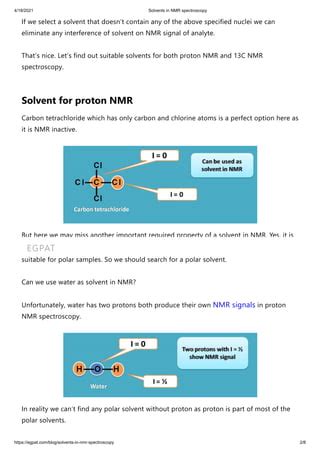 Solvents in nmr spectroscopy | PDF