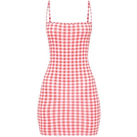 Minnie Red Gingham Bodycon Dress Trendy Fashion