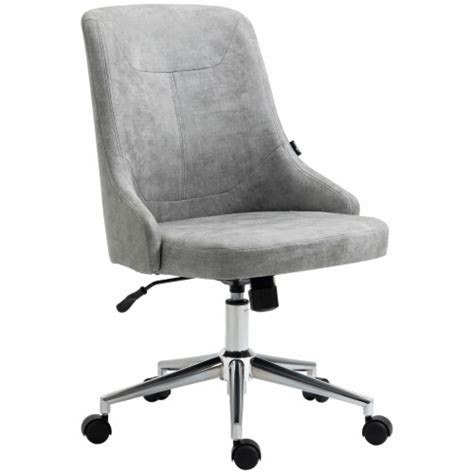 Microfiber Mid Back Home Office Chair With Adjustable Height Grey