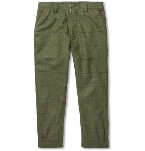 Musto Shooting Check Stretch Tweed Cropped Breeks Trousers In Green For