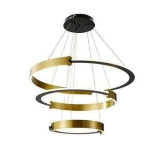 PENDENTE LED UOLI 3MOD 5M AROS 40CM 60CM E 80CM 225W 3000K PRETO