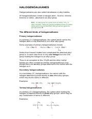 Types Of Halogenoalkanes Pdf HALOGENOALKANES Halogenoalkanes Are Also