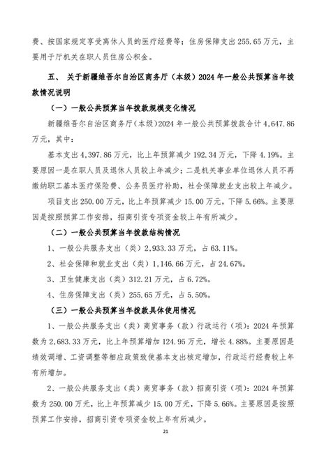 新疆维吾尔自治区商务厅（本级）2024年单位预算公开 财政预决算 新疆维吾尔自治区商务厅