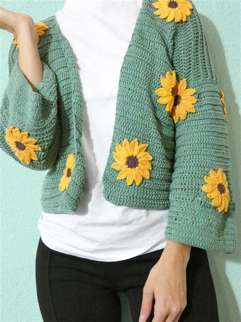 Sunflower Cardigan Yarn Clothes Crochet Cardigan Crochet Clothes