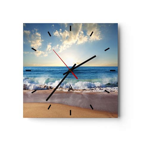 OROLOGIO DA PARETE Glasuhr 40x40 PAESAGGIO MARE SPIAGGIA Modern EUR 47