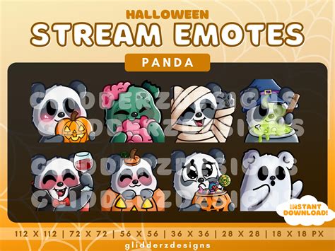 Panda Halloween Twitch Emote Pack Halloween Panda Emotes 8