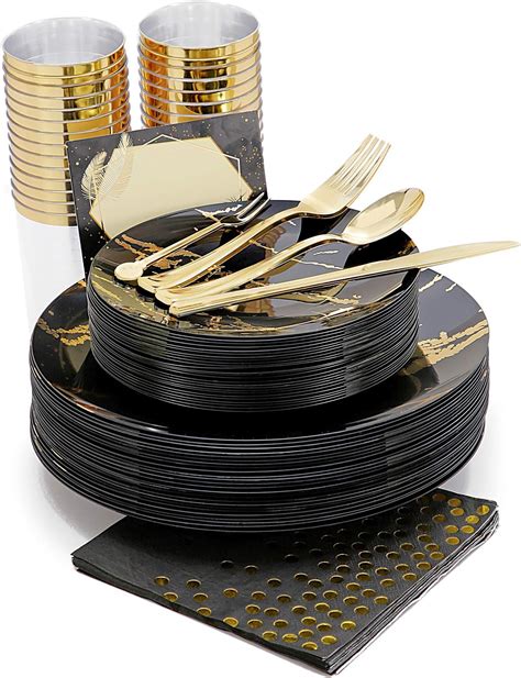 Amazon Tioncy 525 Pcs Disposable Dinnerware Set 75 Guest Include