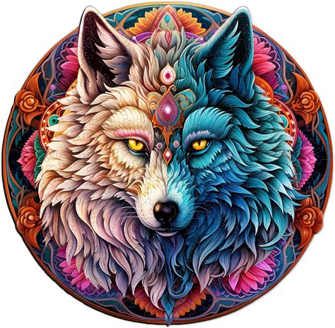 Amazon Woodbests Wooden Puzzle For Adults Mandala Yin Yang Wolf