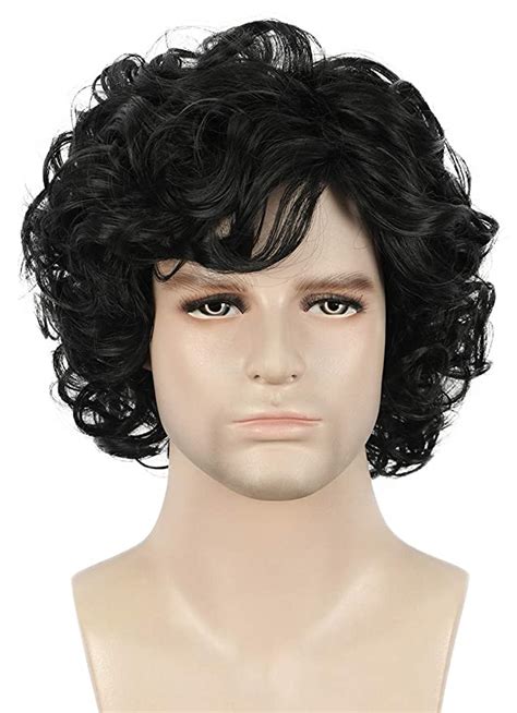 Yuehong Short Curly Black Mens Wig Cosplay Wigs Halloween Cosplay Costume Mens Wigs Cosplay