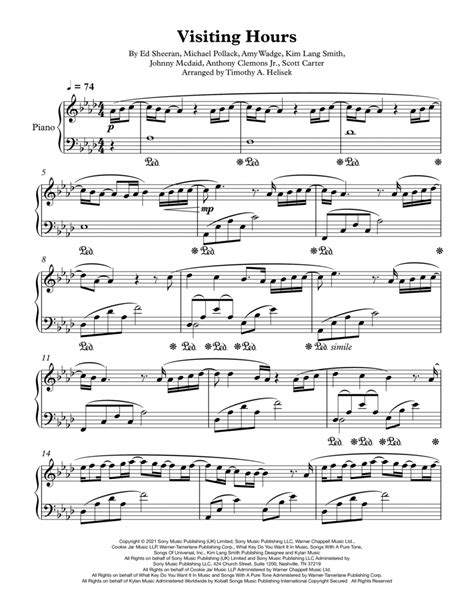 Visiting Hours Arr Timothy A Helisek By Ed Sheeran Sheet Music For