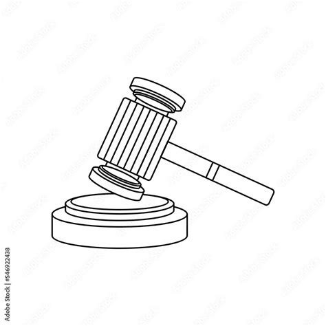 line drawing of judge's hammer vector illustration Stock Vector | Adobe Stock