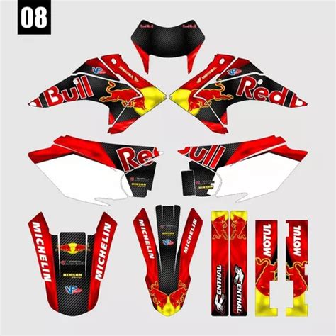 Kit Gráfico Adesivo Red Bull Moto Crf 230 250 0 25mm Fosco