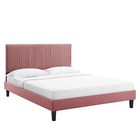 Peyton Performance Velvet Queen Platform Bed Modern In Designs