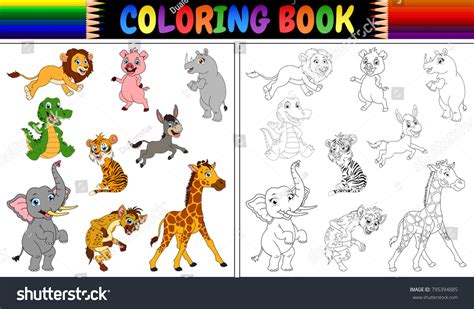 Coloring Book Wild Animals Collection Stock Vector (Royalty Free) 795394885