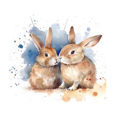 Premium Ai Image There Are Two Rabbits Sitting Next To Each Other On